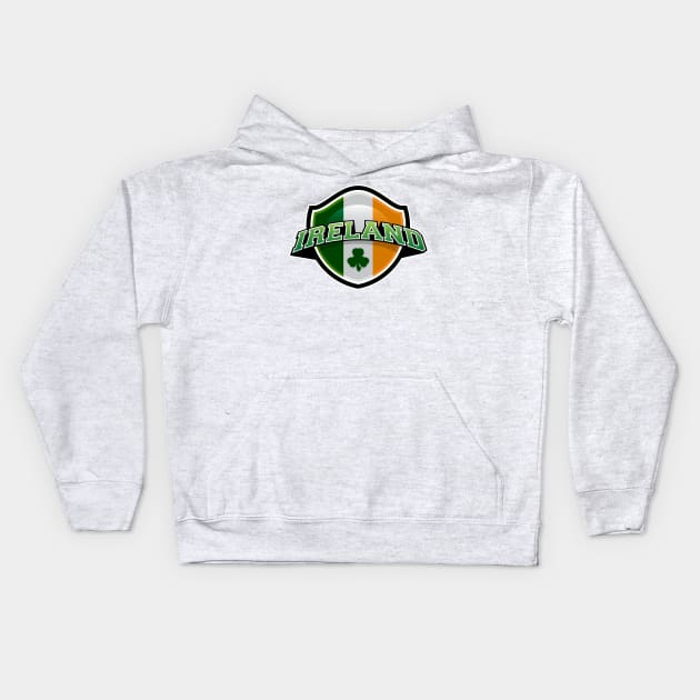 Ireland Flag Shield Kids Hoodie by Pufahl